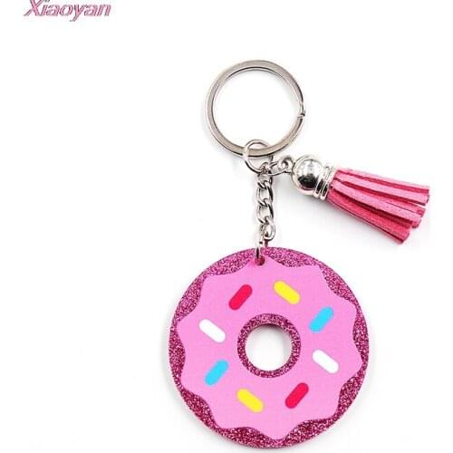 1piece) Donut Keychain Cute Kawaii Food Glitter Acrylic Keychain