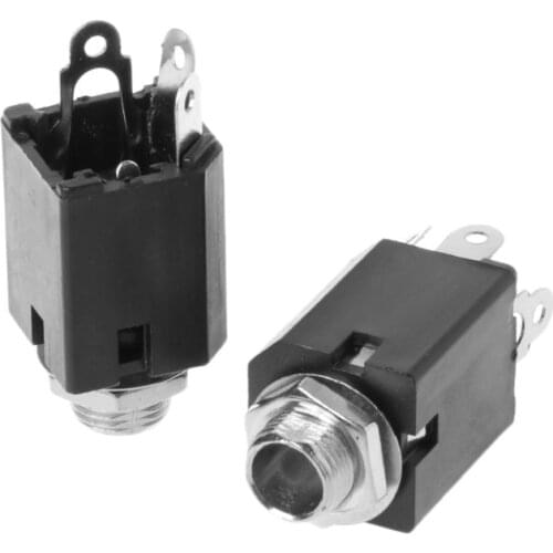 10pcs 6.35mm Plug Sockets PJ-612 3-Pin Connector With Screw Nut