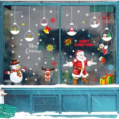 11 Sheets 117 Pcs Merry Christmas Decoration DIY Home Decor Window Glass Stickers Snowman Santa Elk Room Wall Decals