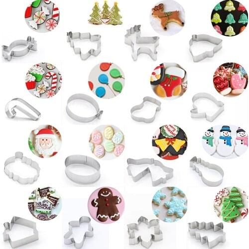 16pcs/set Stainless Steel Christmas Cake Cutter Slicers Set DIY Cake Decorating Tools Fondant Pastry Cookie Biscuit Mould MX43