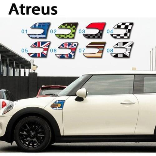 Atreus 2pcs 3D Car-styling Car head window door side stickers cover for Mini Cooper R56 R50 R53 F56 F55 R60 R57