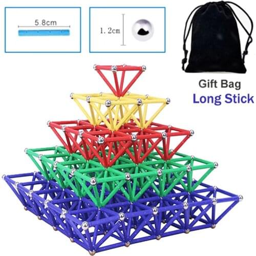 5.8cm Long Magnet Sticks Steel Balls Magnetic Designer Construction Set Magnetic Blocks Modeling Building Toys For Kids Gift