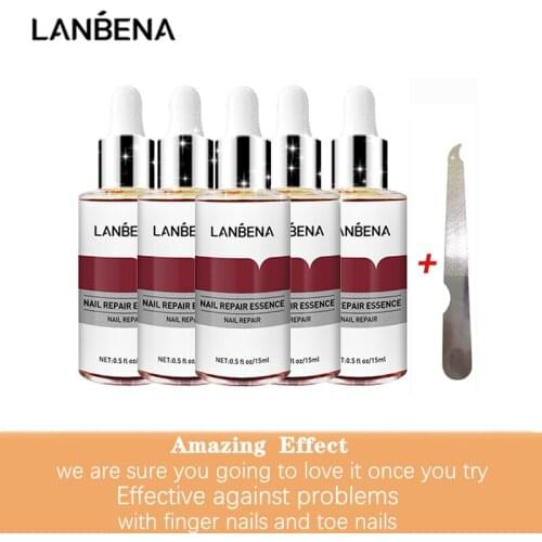 5Pcs/SetLANBENA Nail Repair Essence Serum Fungus Removal Nails Gel Anti Infection Paronychia Onychomycosis Hand Foot Nails Care
