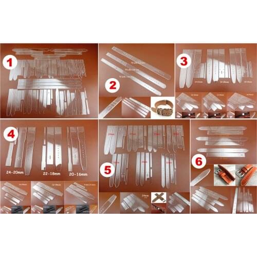 6kinds Leather Craft Acrylic Perspex Watch Strap Band Stencil Template Tool Set - Edger Creaser Groover Skiver Beveler Awl Slick
