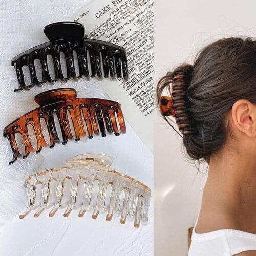 80% Hot Sale 3Pcs/Set Large Size Hair Claws Clip Tortoise Pattern Anti-Slip Korean Style Solid Hair Claws Elegant Acrylic Clips
