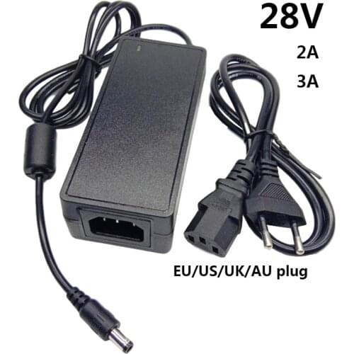 28V 2A Switching Power Supply Adapter AC DC Adaptor 28v2a 28 Volt Converter Adaptador EU US UK AU Plug 5.5mmx2.1-2.5mm