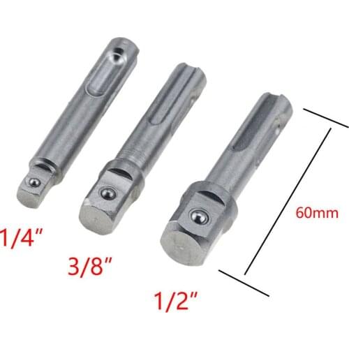 Chrome Vanadium Steel Socket Adapter Hex Shank Round Shank to 1/4" 3/8" 1/2" Extension Drill Bits Bar Hex Bit Set Power Tools