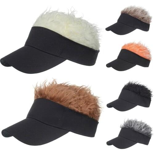 Golf Baseball Cap With Fake Flair Hair cap Sun Visor Fun Toupee Hats Mens Womens Spiked Hairs Wig hat Hip Hop Hat Sun Hat
