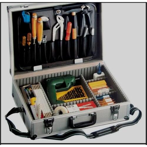 Large aluminum tool box silver aluminum case toolkit Metal toolbox With a palette with adjust the insert with tool bag