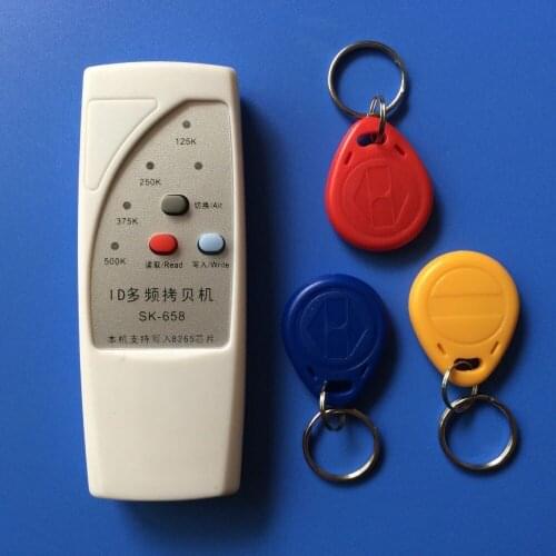 20pcs/lot 125Khz Keyfob Reader Writer Copier 3PCS EM4305 writable ID keyfob +125khz RFID Copier Duplicator Cloner reader writer