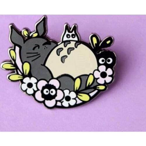 Cartoon Anime Sleeping Cat Flower Brooch Pins Enamel Metal Badges Lapel Pin Brooches Jackets Jeans Fashion Jewelry Accessories