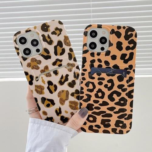 Leopard Print Phone Case For iPhone 11 12 Pro Max X XR XS Max 7 8 Plus SE 2 Fashion Card Holder Soft TPU For iPhone 11 Back Case