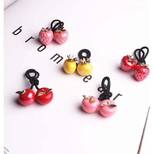 2PCS Cute New Colourful Fruit Princess Headwear Kids Elastic Hair Bands Children Ropes Girls Accessories Baby Headdress