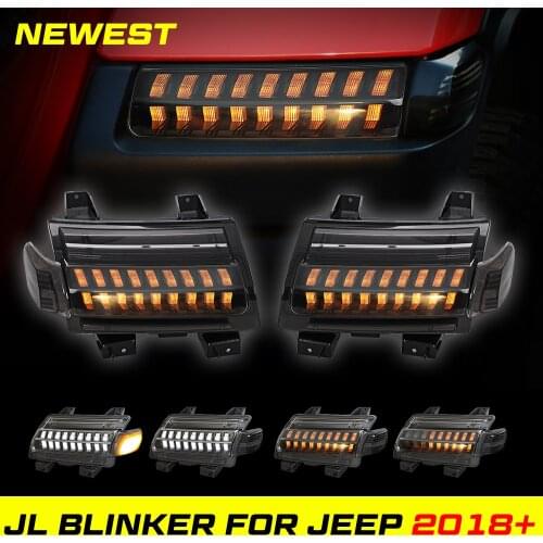 DRL Amber Flashing LED Turning light Double Track Running Water Off-road Car Lights Turn Signal Led Lamp For Jeep JL 2018-2020