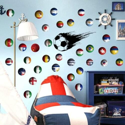 Footballs Wall Sticker Sport Wallpapers Country Sign Home Decor 3D Vinyl DIY Wall Decoration Balls Sticker for Kids Rooms