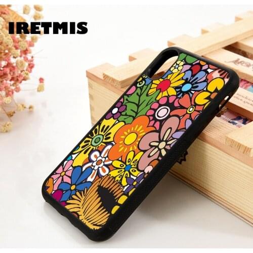 Iretmis 5 5S SE 6 6S TPU Silicone Phone Case Cover for iPhone 7 8 Plus X Xs 11 12 MINI Pro Max XR retro style colourful flowers