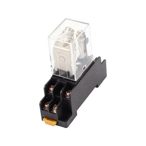 JQX-13F DC 12V Coil 8Pin DPDT Electromagnetic Power Relay w Socket Base