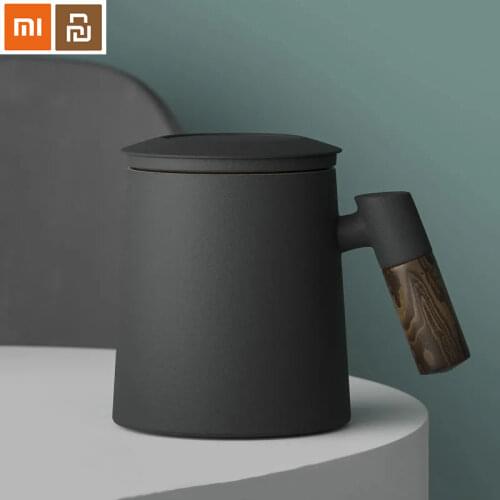 Youpin NRMEI Ceramic Mug Tea Cup with Infuser Household Double Wall Mug Men and Women Office with Handle Tea Strainer Lid 400ML