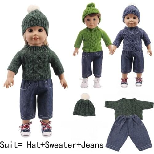 Logan Boy Doll Knit Sweater Set=Hat+Tops+Jeans Fit 18 inch American&43 Cm Born Baby,Generation,Russian DIY Birthday Girls Toy