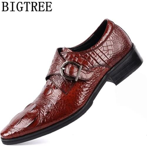 Crocodile Shoes Men Classic Black Dress Monk Strap Shoes for Men Formal Plus Size Dress Luxury Men Shoes Leather Italian Dress