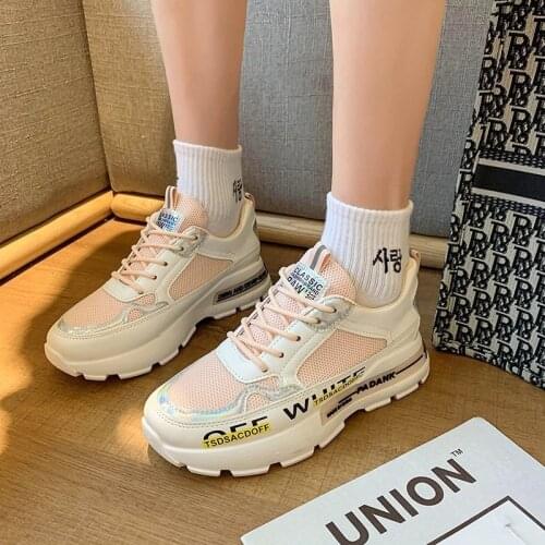 Mesh breathable women casual shoes korean platform ladies comfortable sneakers high increasing female moccasins vulcanized woman