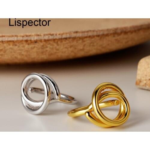 Lispector 925 Sterling Sliver Handmade Loop Lines Rings for Women Creative Round Curve Open Rings Party Female Jewelry Gifts