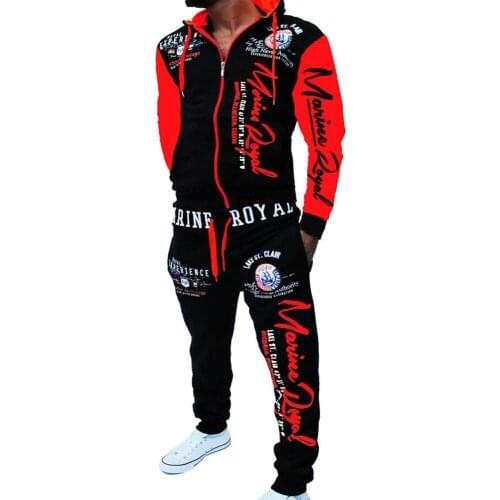 ZOGAA 2019 Brand Men Tracksuit 2 Piece Tops and Pants Mens Sweat Suits Set Letter Print Plus Size Jogger Sets for Men Clothing