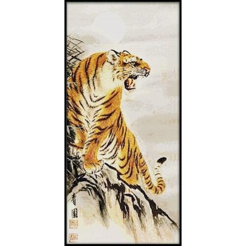 Cross Stitch Kits Embroidery Needlework Sets Printed Cross Stitch Kits counted 14ct 11ct Cross Stitch Tiger Paintings Decoration