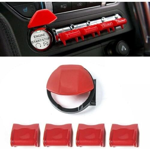 5PCS Car Engine Start Stop Button & Dashboard Button Switch Button Cover For Ford Mustang 2015 2106 2017 Car Interior Mouldings