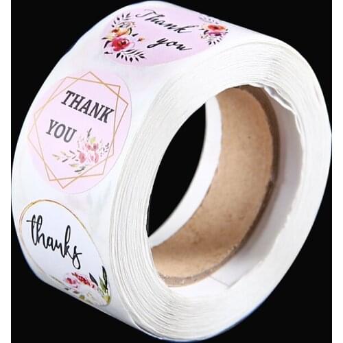Mini Round Flower Patterns Labels Stickers 500Pcs/Roll Thank You Stickers Sealing Labels Tips For Birthday Gift Box Bag Decor