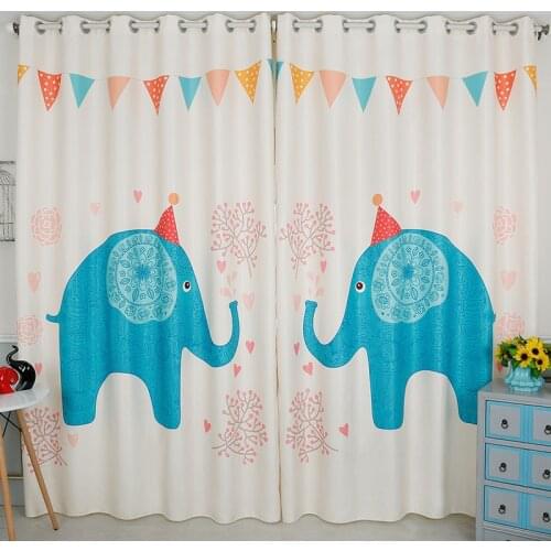 The New 3D Digital Printing The Korean Cartoon Elephant Children Room Curtains Bedroom Window Shading Curtains Customized