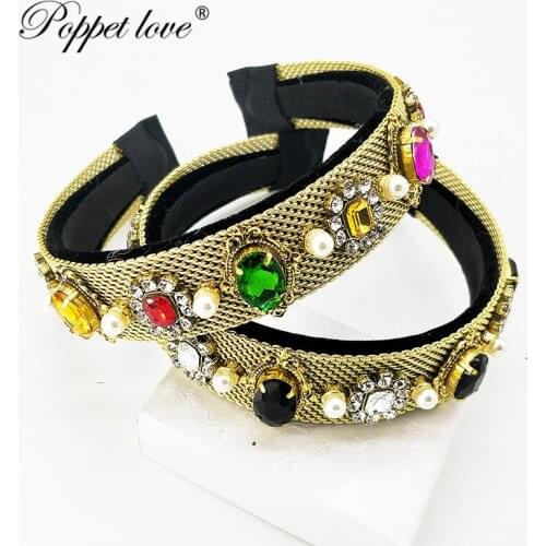 Rose Gold Chain hollow Headband Baroque Hairbands Headpiece Hair Accessories Wedding Crown Bride Tiara Comb Jewelry