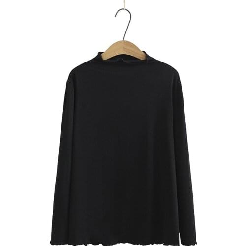 Plus Size XL-4XL High Collar Solid Tops Womens Casual Simple Spring Summer New Shirts Oversized T-shirts