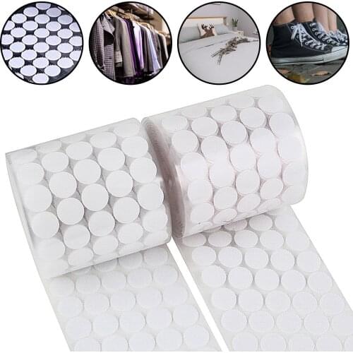 Self Adhesive Fastener Tape Dots Round Sticker 200 Pieces 15mm Strong Glue Magic Stickers For Home School Office DIY White