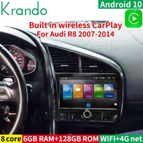 Krando Android 9.0 9 "car navigation system 6+128g For Audi R8 2007-2014 GPS Navi Tesla Style Head Unit touch screen carplay