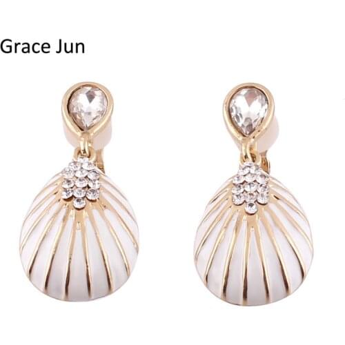 4 Colors Choose Rhinestone Enamel Crystal Water Drop Clip on Earrings Non Piercing for Women Elegant Earrings Christmas Gift