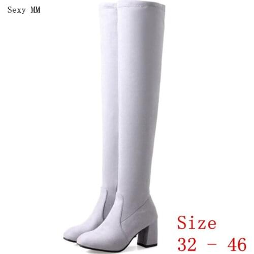 Spring Autumn Women Over the Knee Boots Thick High Heel Woman Thigh High Boots Small Plus Size 32 33 - 40 41 42 43 44 45 46