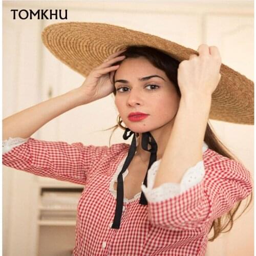 Natural 18cm Big Straw Hat with Lace Up Wide Brim Kentucky Derby Women Hat Ribbon Girl Summer Sun Protection Beach Hat Free Ship