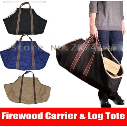 Heavy Duty Canvas Firewood Log Tote bag logging firewood storage package Carriers for Fireplace Birchwood Rack Round by Wood
