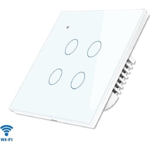 Wifi Smart wall switch 4-gang 1way APP remote control scree touch switch Alexa voice AC110-240V