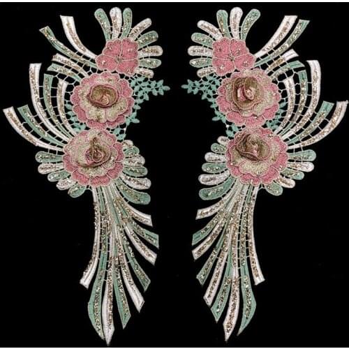 10 pairs Flower Glitter parches ropa Sewing Sequined Patches Embroidered Patch For Clothing Dancing Dress Jeans Jacket Patchwork