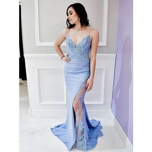 Sevintage Yellow Mermaid Evening Dress Ankle-Length Prom Dresses Long Sleeves Slit Formal Women Special Occasion Party Gowns