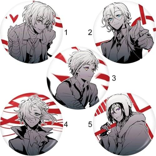1pcs Anime Bungo Stray Dogs Cosplay Badge Atsushi Brooch Pin Dazai Osamu Collection Badge For Backpack Clothes