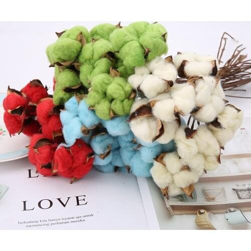 10 Pcs/Bunch Natural Cotton Dried Flowers Dried Cotton Wedding Decoration Accessories Flower Home Decor Colored Cotton Plantas