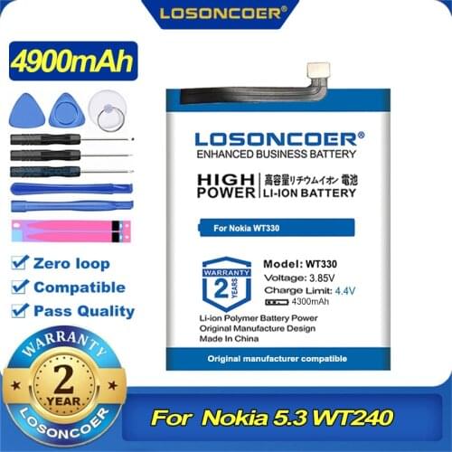 100% Original LOSONCOER 4900mAh WT240 Battery For Nokia 5.3 WT240 Mobile Phone Battery