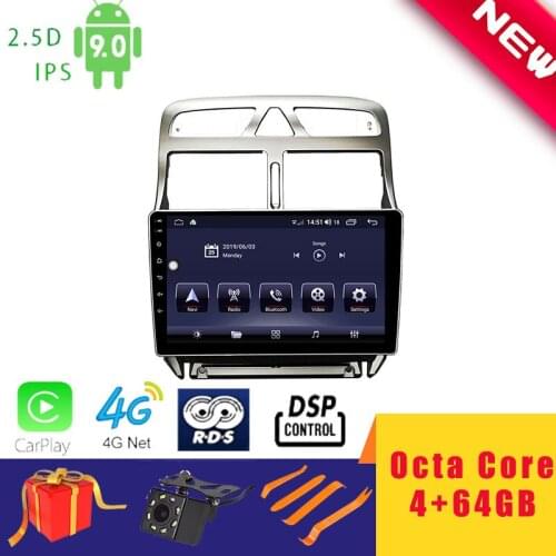 9" Android 10.0 Car Multimedia Player Radio Stereo for Peugeot 307 2002-13 Head Unit Octa Core DSP 2.5D+IPS 4G Carplay