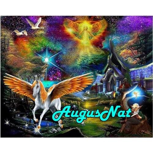 Unicorn diamond painting angel daimont embroidery cottage diamant mosaic landscape oil painting by number canvas painting puzzle