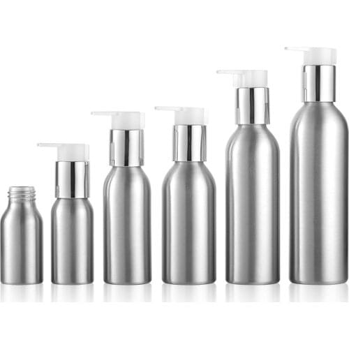 Aluminum Pump Bottle High Quality 40-250ml Lotion Pump Liquid Dispenser Travel Container Shampoo Lotion Pump Refillable Bottle
