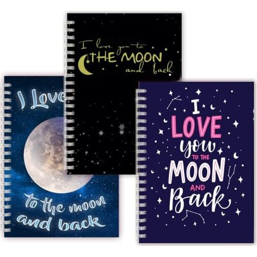 I Love You To The Moon And Back - Spiral Notebook Binder Note Book Blank Lined Page Charm Painting Poster Cover Mom Baby Gifts