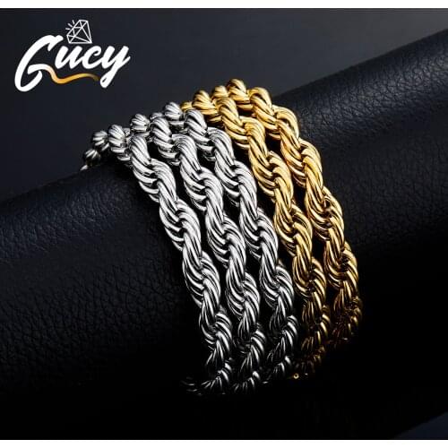GUCY 8mm stainless steel Rope Chain Gold Silver Color Chain minimalism Jewelry Fashion Hip Hop For Men Gift